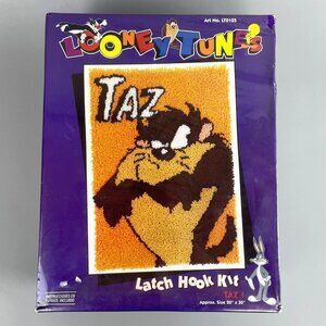 Vtg Looney Tunes Taz I Latch Hook Wall Hanging Kit 20" X 30" Caron LT0105 Sealed